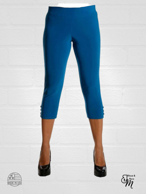 Capri Length soft women's Legging. Three button trim at the leg opening emcees the look - P001